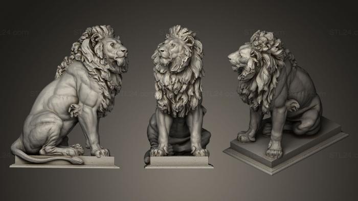 Статуэтки львы тигры сфинксы (Лев смотрит в сторону, STKL_0045) 3D модель для ЧПУ станка